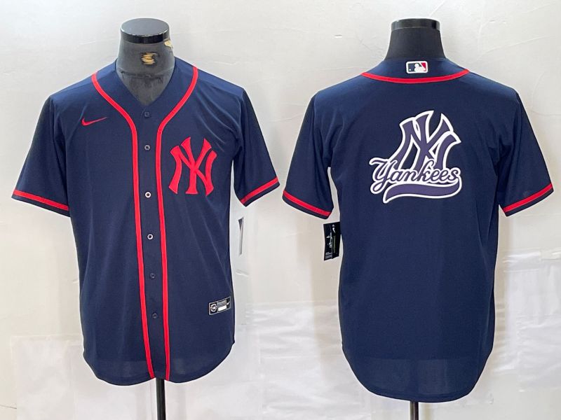 Men New York Yankees Blank Blue Third generation joint name Nike 2024 MLB Jersey style 10